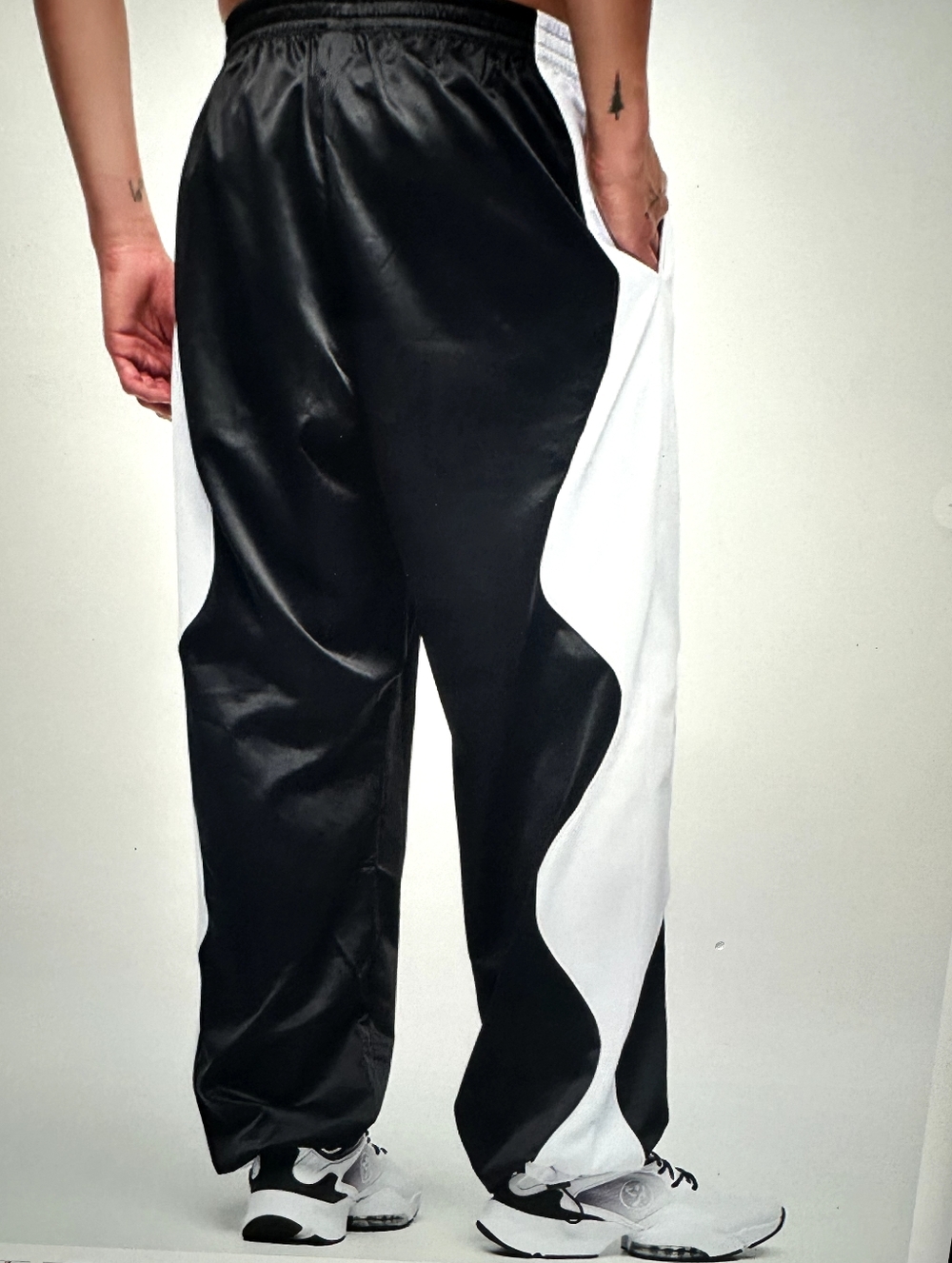 Athletic Wide-Leg Track Pants - Black/White - Picture 4 of 5